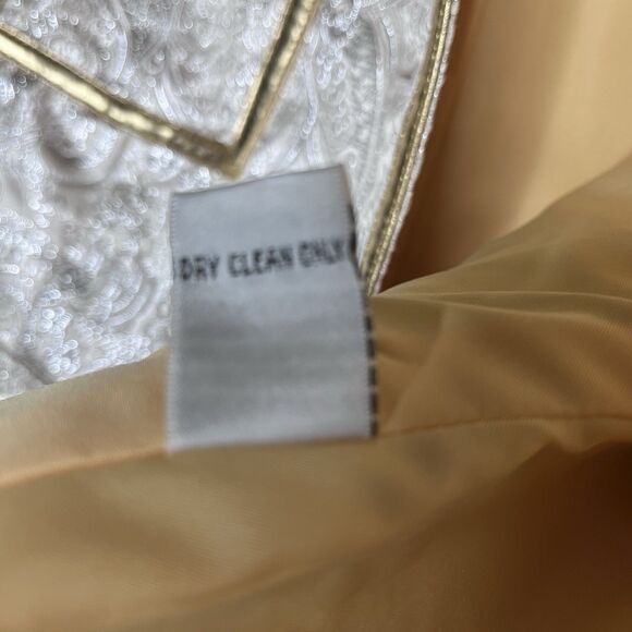 Cache Gold Silver Metallic Paisley Lined Rhinestone Button Jacket Women’s Size 6 - Picture 9 of 10